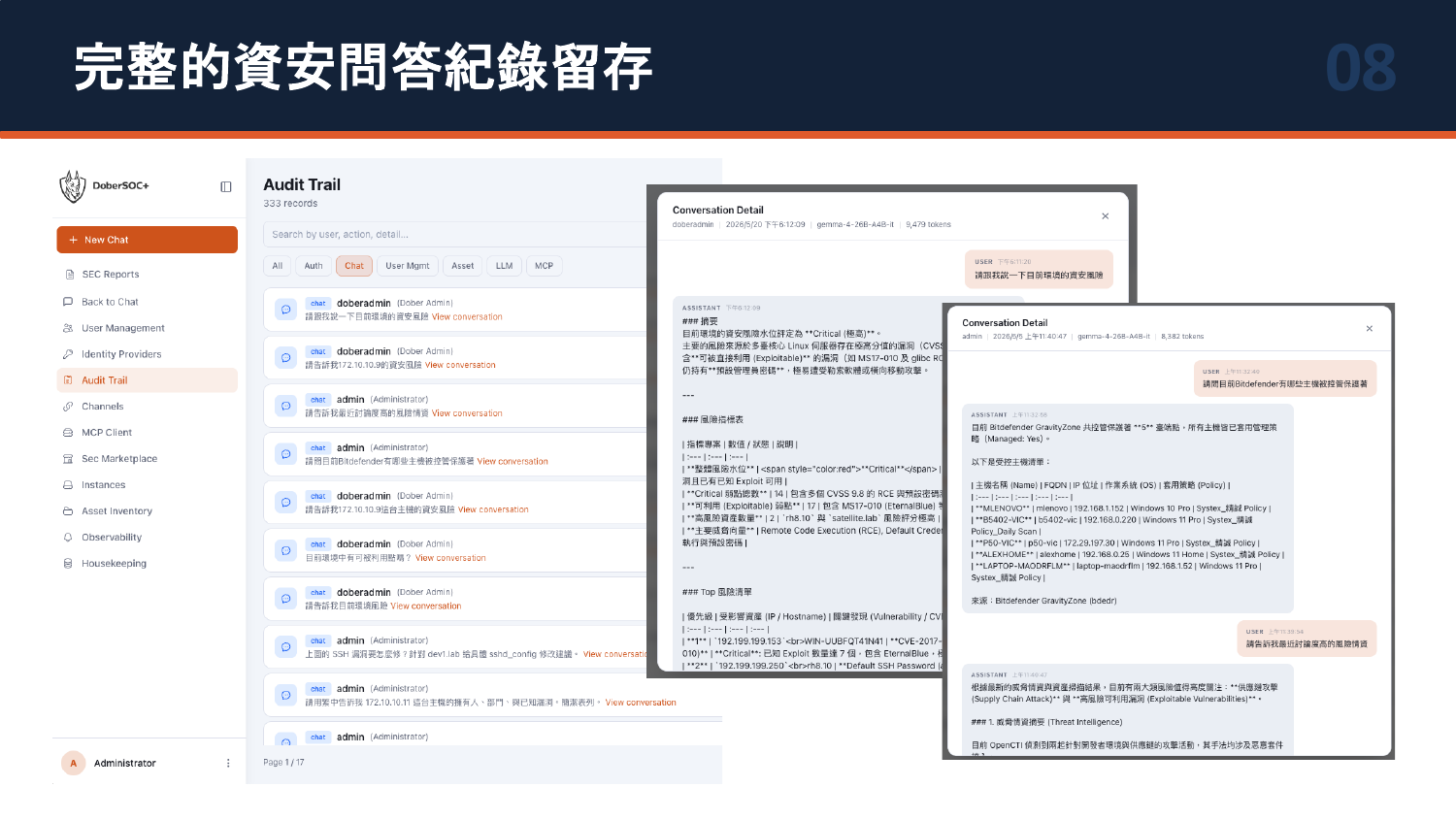 Audit trail UI